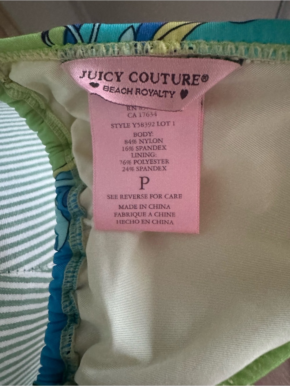 Juicy Couture Beach Royalty Floral Print Triangle Bikini Top P - Picture 7 of 8